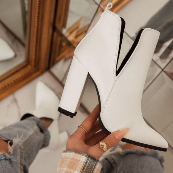 Shoe Affair Shoes - White Lug Sole Booties